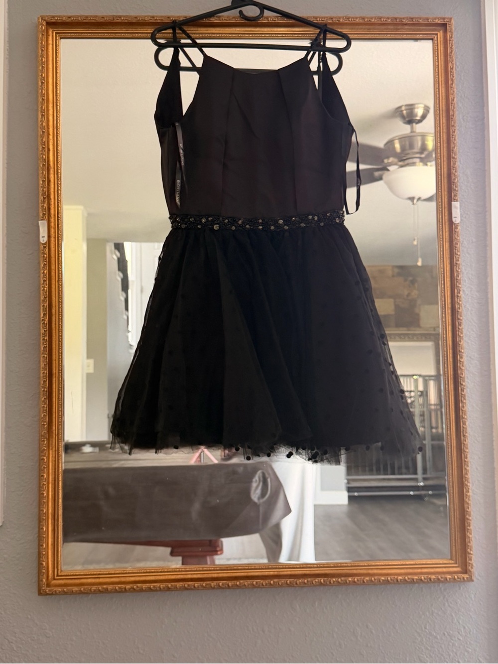 Rachel Allan Black Spaghetti-Strap Short Prom Dress